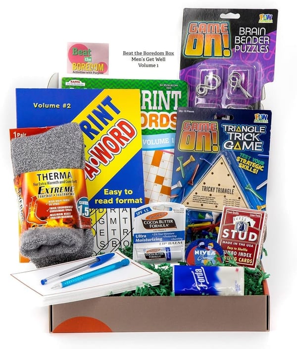 Get Well Soon Gift Basket for Men with Activities & Relaxation Items