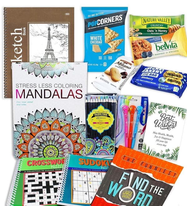 Get Well Soon Activity Kit & Snack Care Package for Friends