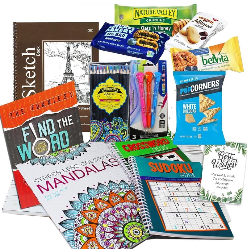 Get Well Soon Activity Kit & Snack Care Package for Friends