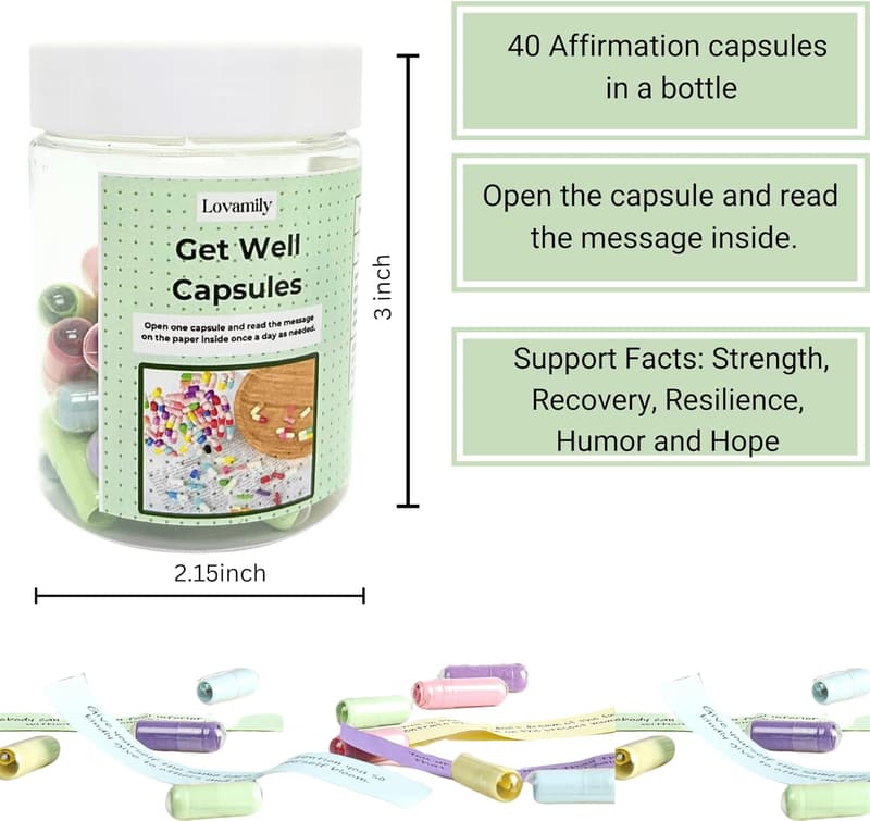 Get Well Soon Gift Basket - Message Capsule & Crochet for Patients
