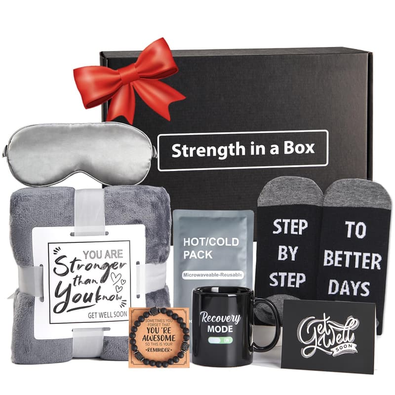 Get Well Soon Care Package for Men with Blanket, Mug & Socks