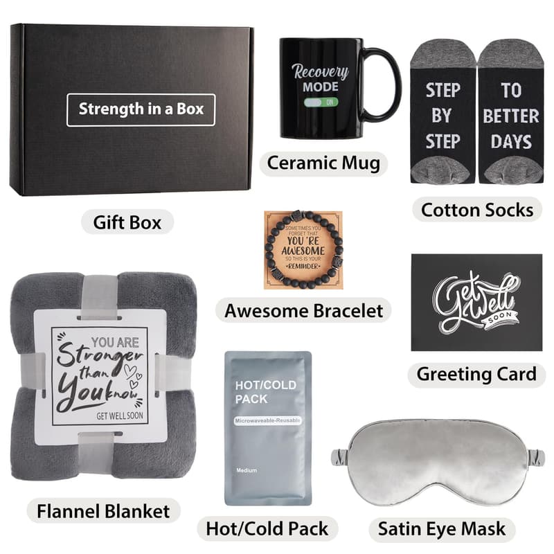 Get Well Soon Care Package for Men with Blanket, Mug & Socks
