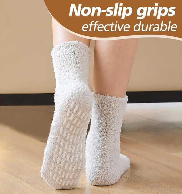 Fuzzy Non-Slip Hospital Socks for Women and Men