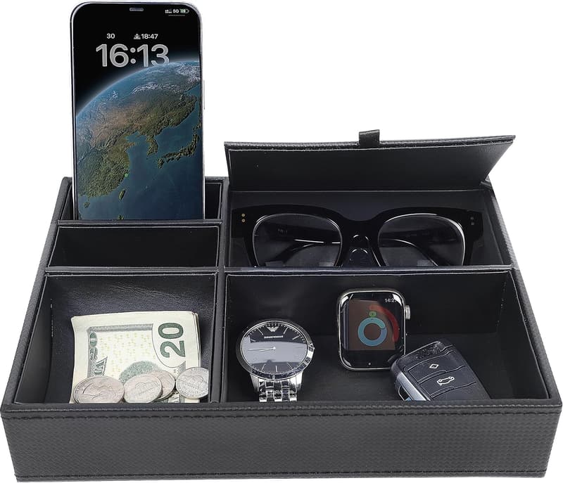 Father's Day Gift: Men's Faux Leather Valet Tray Organizer
