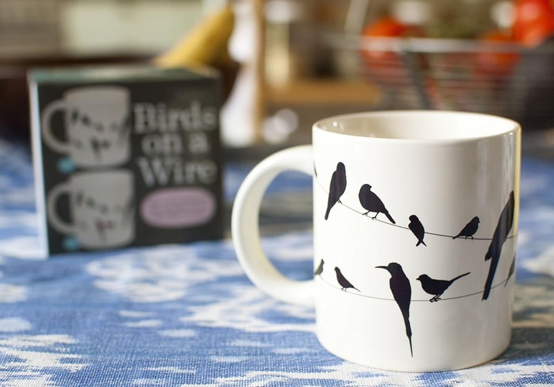 Birds on a Wire Heat Changing Mug - Colorful Design in Gift Box