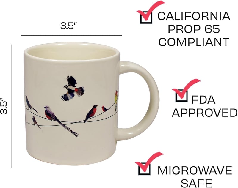 Birds on a Wire Heat Changing Mug - Colorful Design in Gift Box
