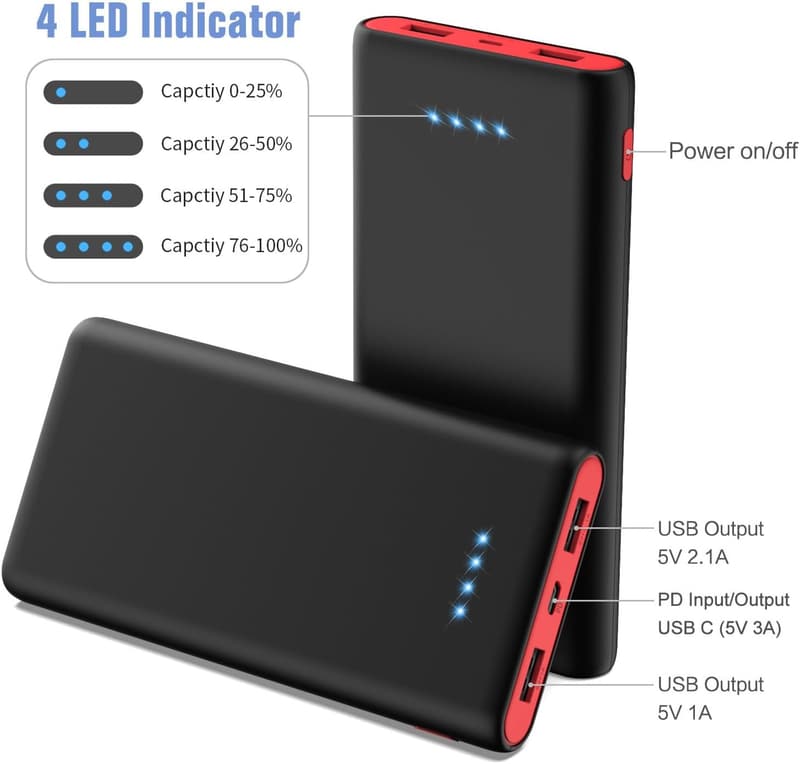 25,800mAh Fast Portable Charger with Smart IC & 3 USB Ports