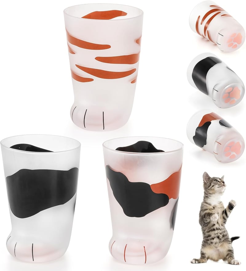 Cute Cat Paw Print Coffee Mugs - 10oz Set for Kids