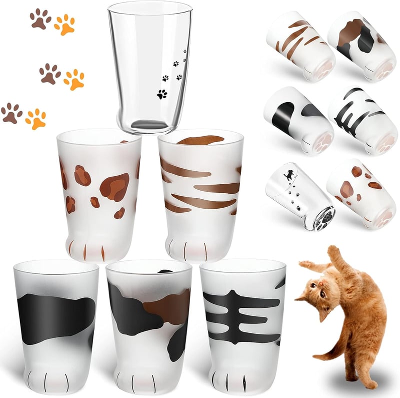 Kawaii Cat Paw Coffee Mugs - 10.6 oz Set for Couples & Friends