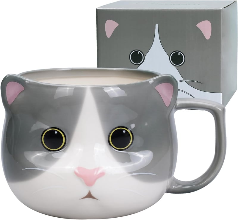 Cute 3D Cat Mug - 14 oz Ceramic Tea Cup for Cat Lovers