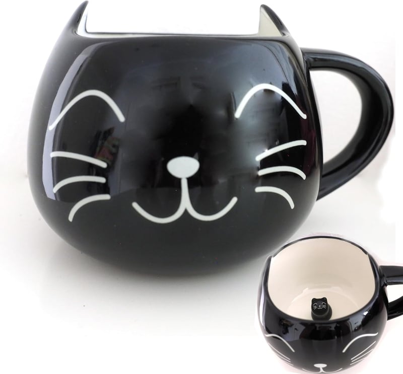 Black Cat Coffee Mug - 3D Ceramic Gift for Cat Lovers