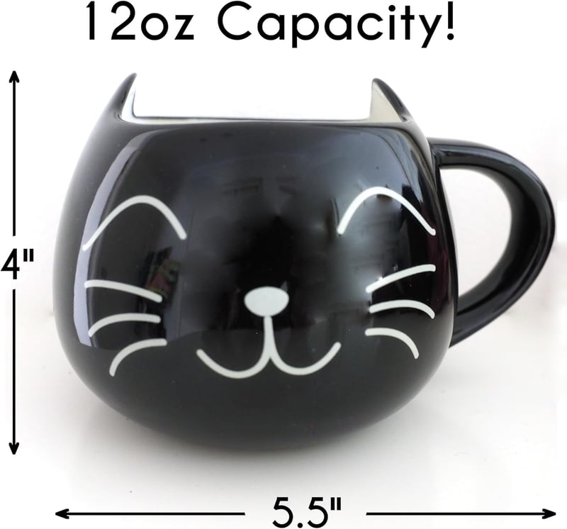 Black Cat Coffee Mug - 3D Ceramic Gift for Cat Lovers