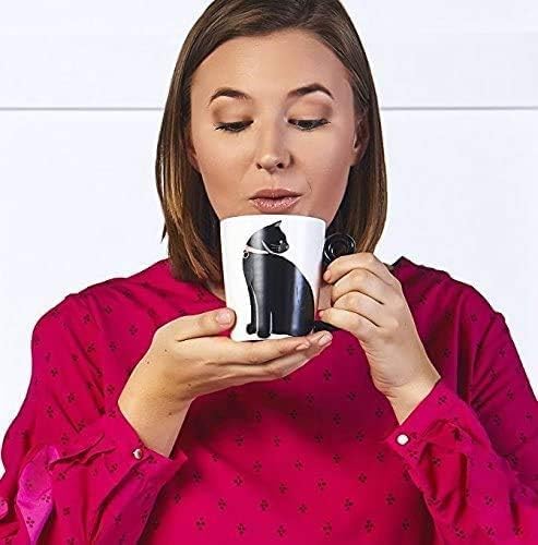 Handmade Animal-Shaped White Ceramic Tea Mug - 12 oz Cat Gift
