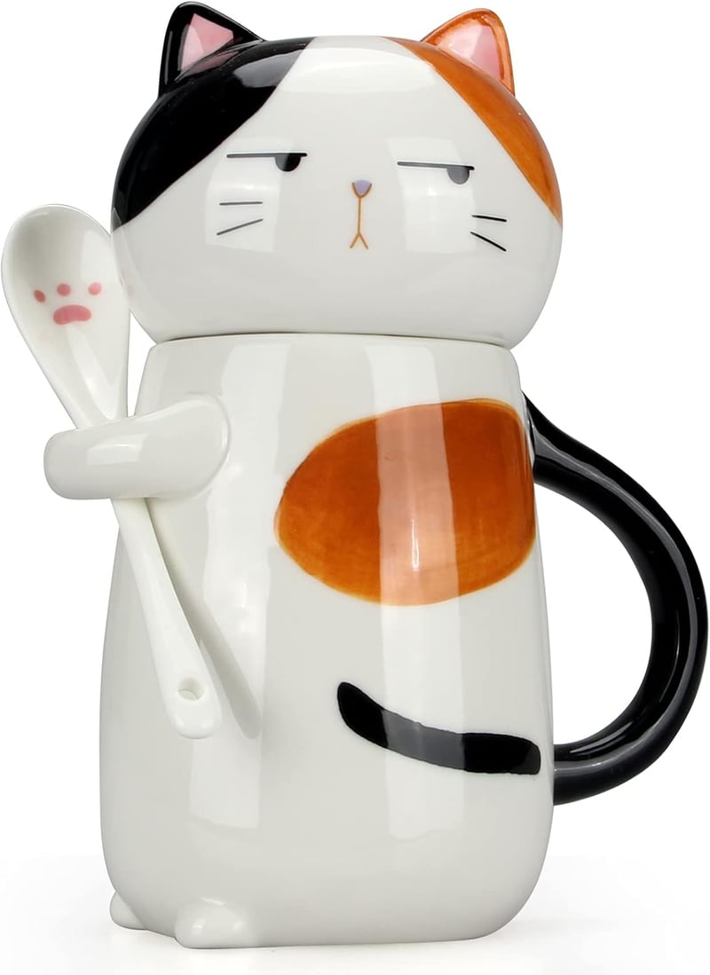 Adorable 3D Cat Mug with Lid & Spoon - Perfect for Cat Lovers