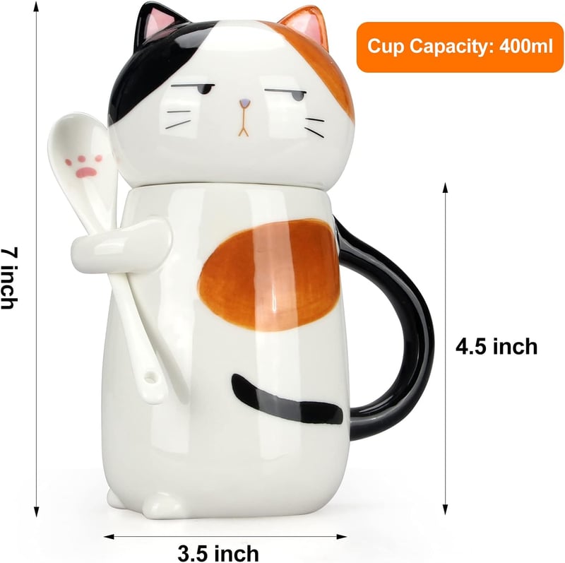 Adorable 3D Cat Mug with Lid & Spoon - Perfect for Cat Lovers