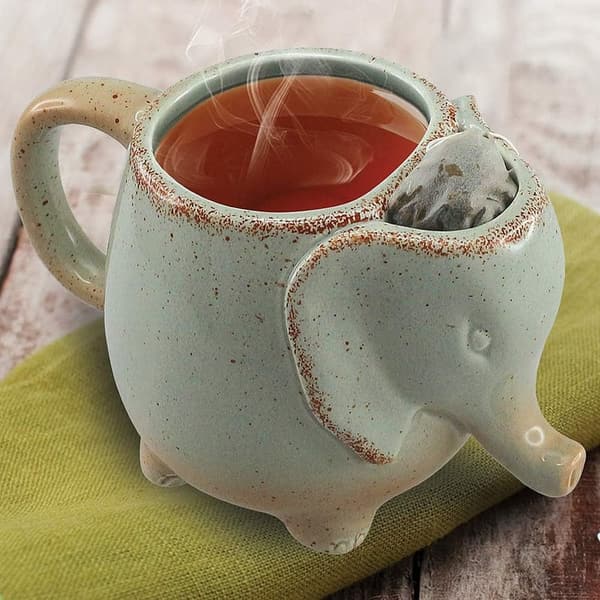 Elephant Ceramic Tea Mug – 15oz Green