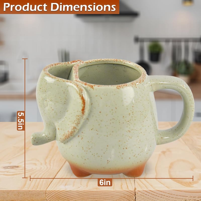 Heat Resistant 16 oz Elephant Tea Mug with Holder - Green
