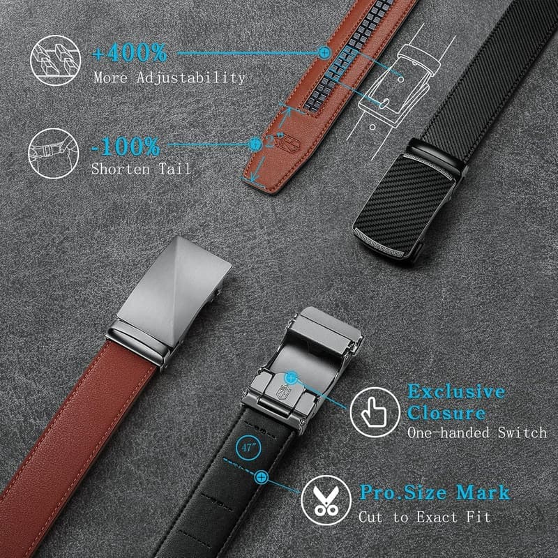 Men's Dress Ratchet Belt with 1 3/8