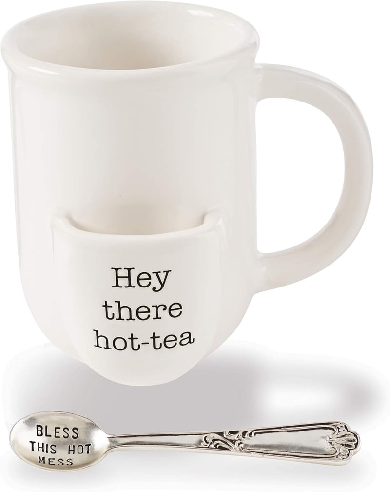 Vintage-Inspired Ceramic Tea Cup Set with Spoon, 12oz