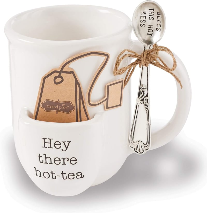 Vintage-Inspired Ceramic Tea Cup Set with Spoon, 12oz