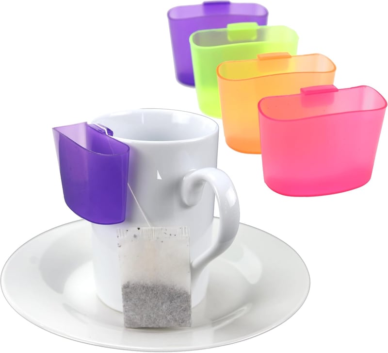 Mug Tea Bag Holder Set, 4-Pack in Purple, Orange, Green, Pink