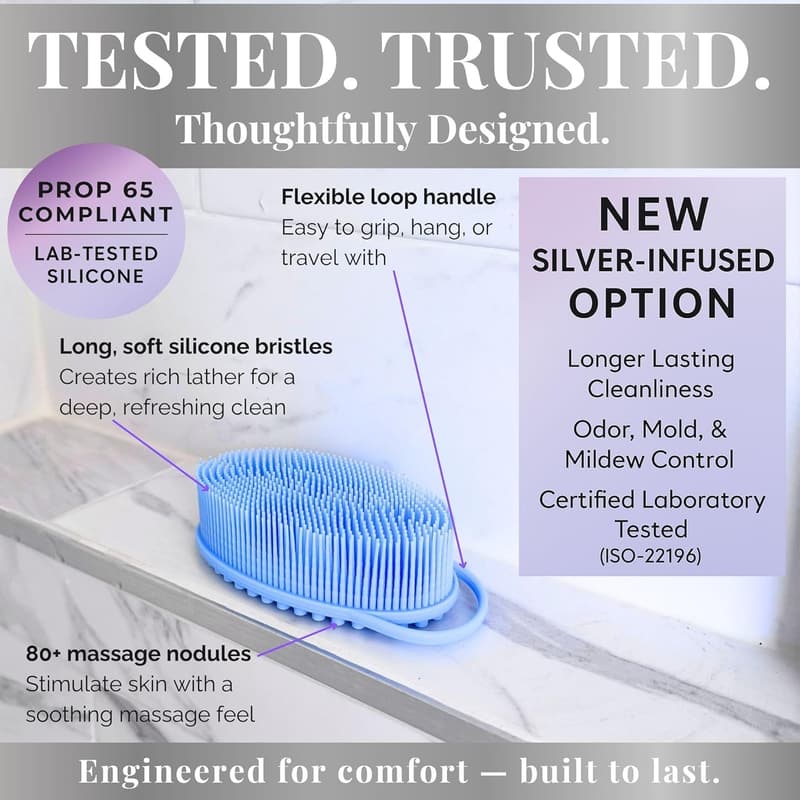 Silicone Body Scrubber for Sensitive Skin – Fast-Drying, Hygienic