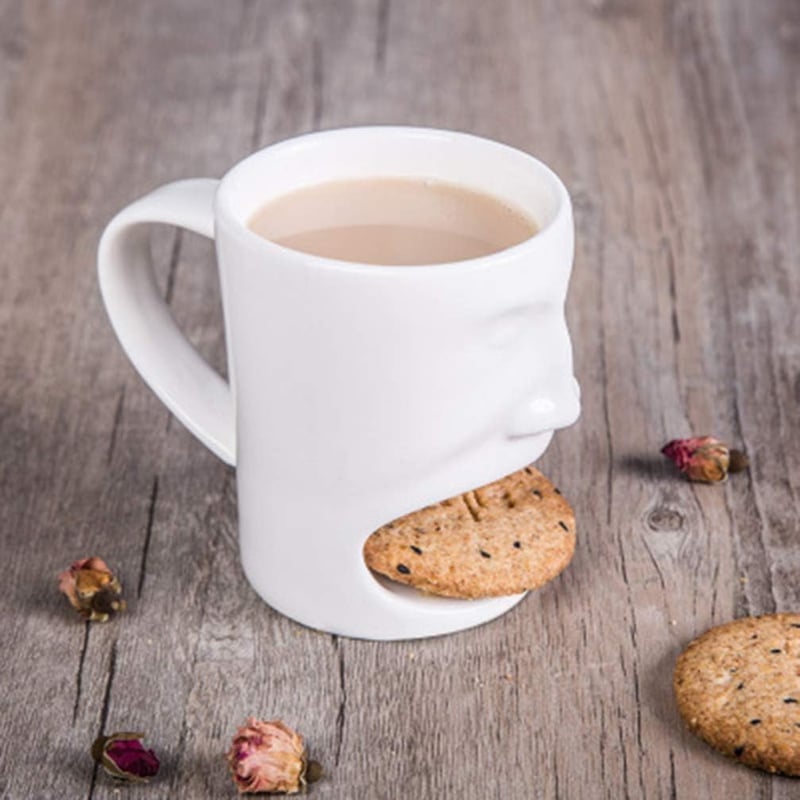 Birthday Party Cookie Mug with Biscuit Holder - White Ceramic