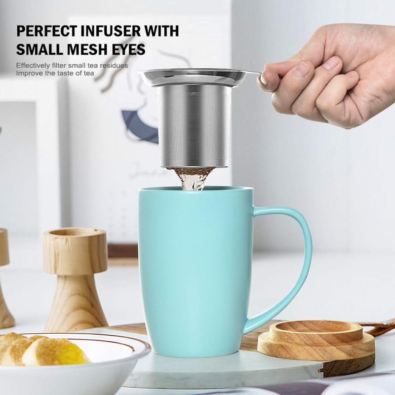 Craft Tea Mug with Infuser & Lid for Tea Lovers - 16oz Turquoise