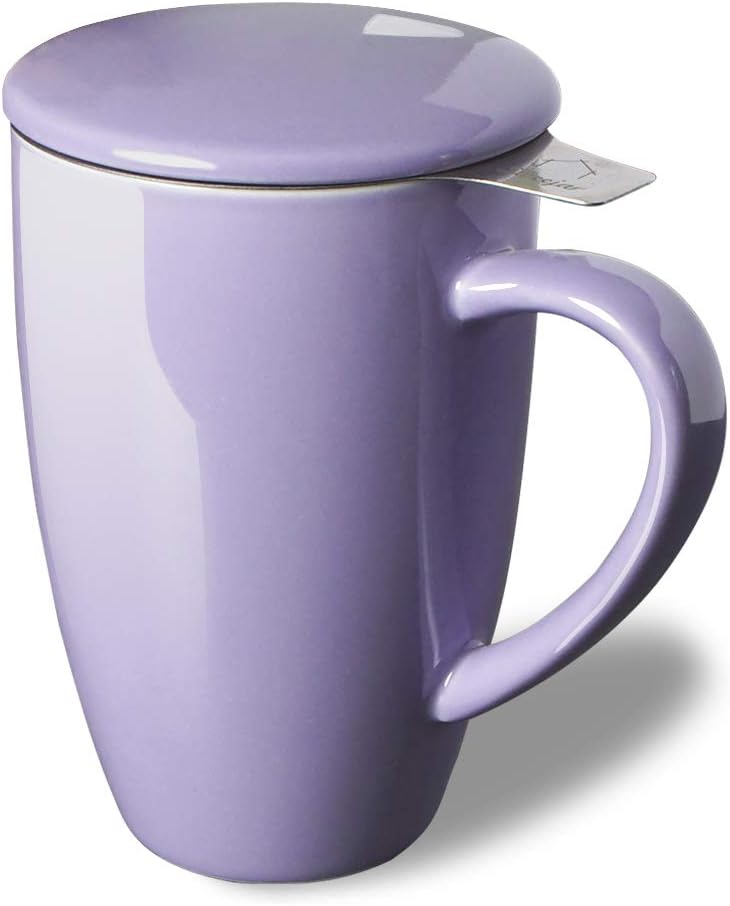 Christmas Gift: Porcelain Tea Infuser Cup with Lid, 16 oz