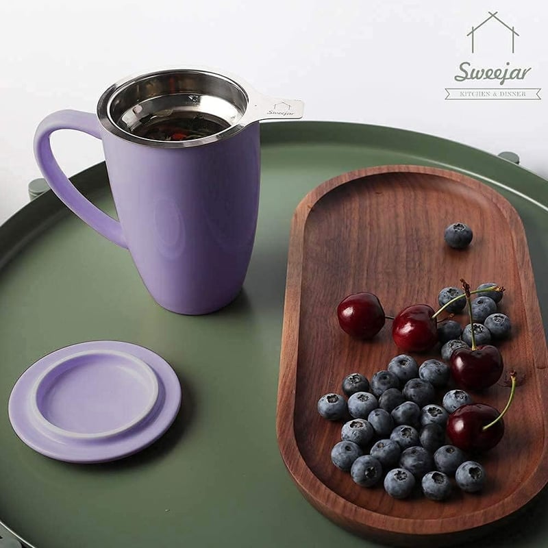 Christmas Gift: Porcelain Tea Infuser Cup with Lid, 16 oz