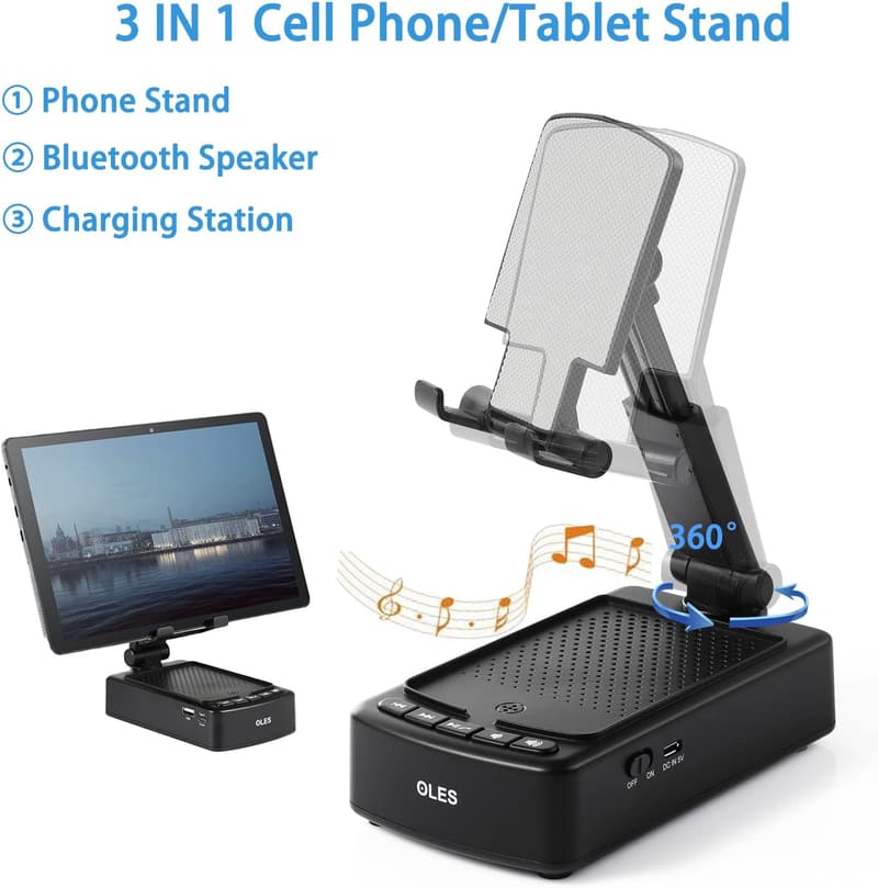 Adjustable Bluetooth Phone Stand & Wireless Speaker for Men