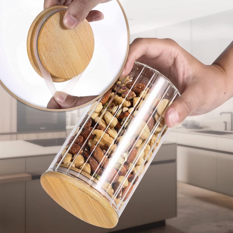 Airtight Glass Storage Jar with Bamboo Lid - 25 FL OZ