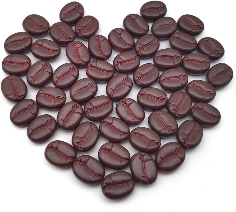 Mini Coffee Bean Decor - 50 Pcs Resin Simulated Beans
