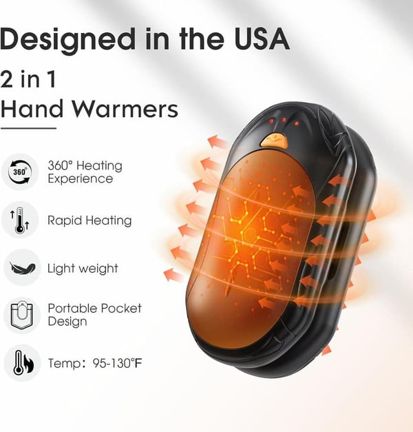 Rechargeable Electric Hand Warmers - 20Hrs Safe Heat (2 Pack)