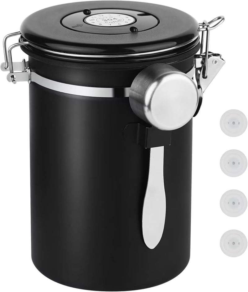 Airtight 22oz Stainless Steel Coffee Canister with Date Tracker