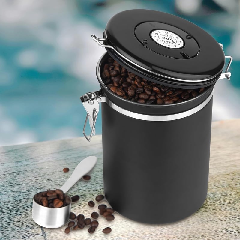 Airtight 22oz Stainless Steel Coffee Canister with Date Tracker