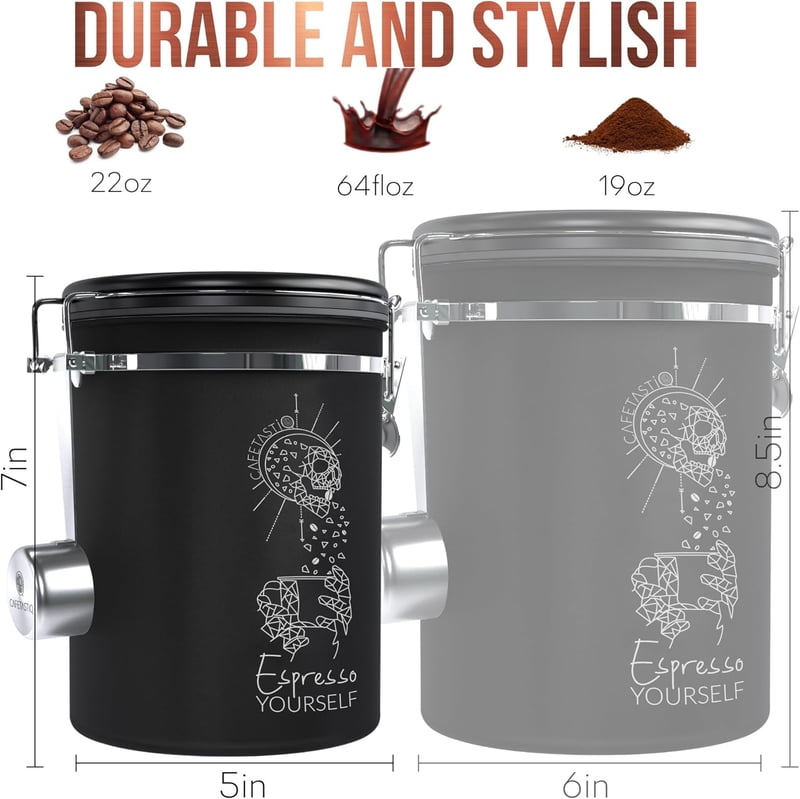 Airtight Stainless Steel Coffee Canister with Date Tracker - 22 oz