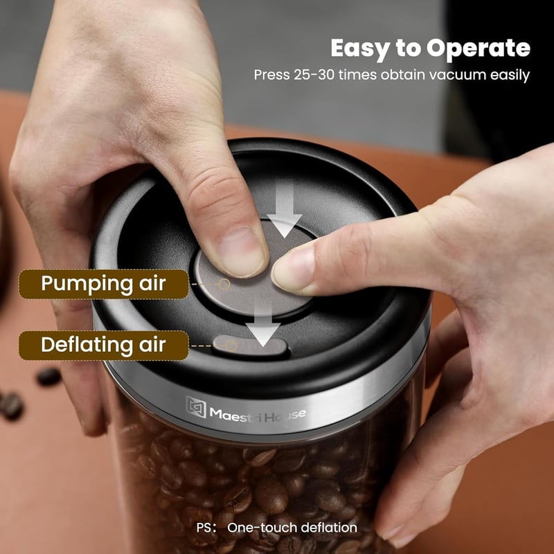 Airtight Glass Coffee Canister with Spoon - 40 oz Storage Jar