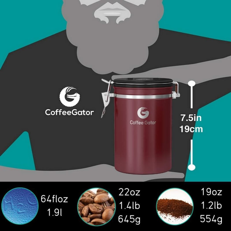 Airtight 22oz Stainless Steel Coffee Canister with Date Tracker