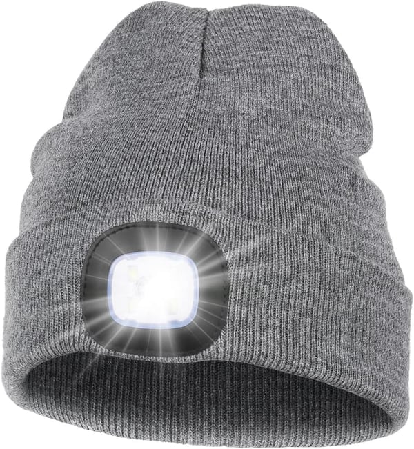 Winter Beanie Hat with LED Light - USB Rechargeable for Men
