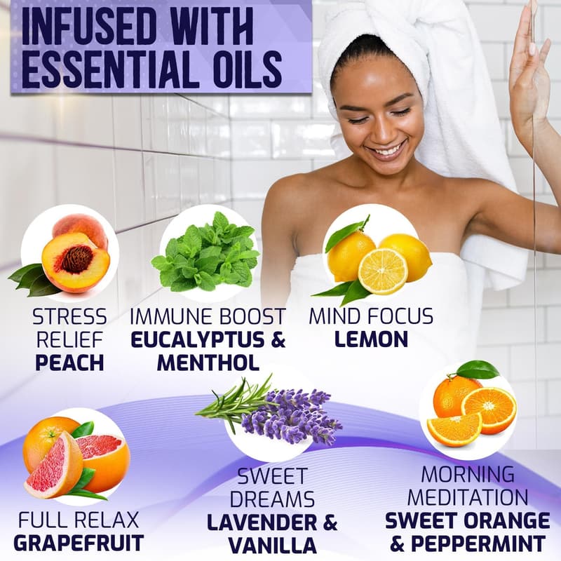 Aromatherapy Shower Steamers Set - 6 Relaxing Scents for Self-Care