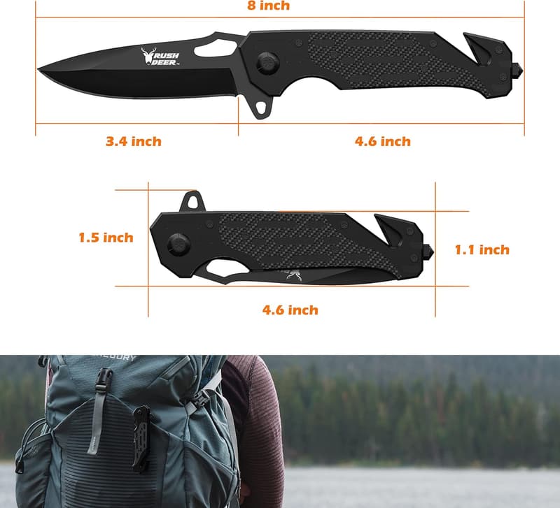 Lightweight EDC Pocket Knife with Clip & Glass Breaker for Men