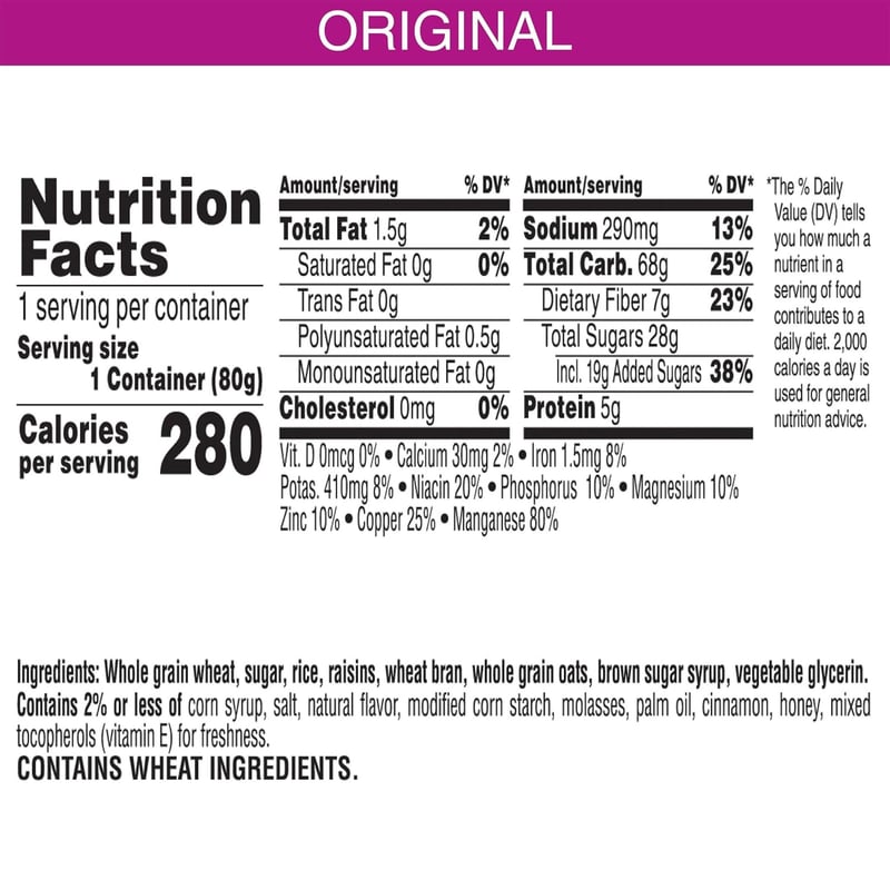Raisin Bran Crunch Breakfast Cereal Cups, 33.6oz Case (12 Cups)