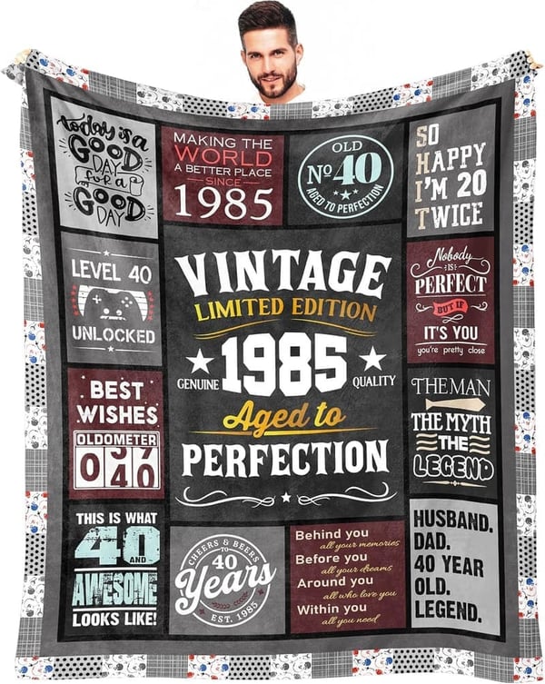 40th Birthday Blanket | Funny Gift for Men, 60