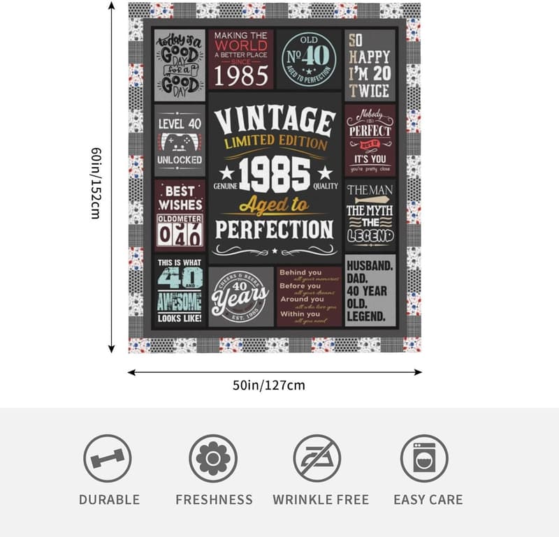 40th Birthday Blanket | Funny Gift for Men, 60