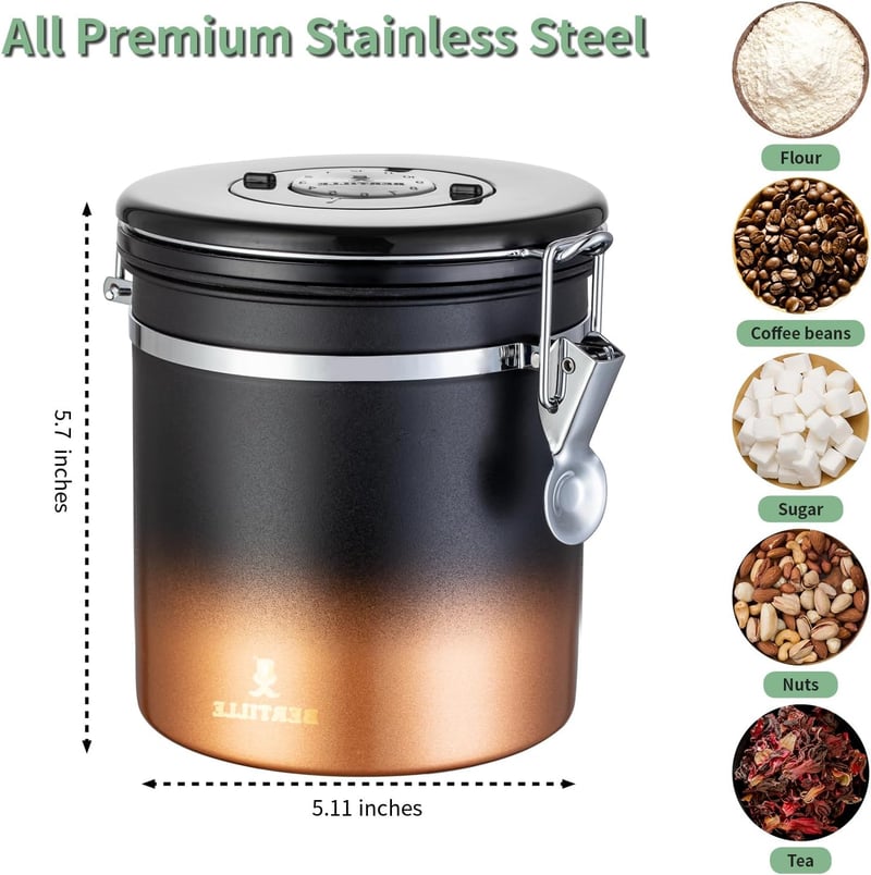 Coffee Canister with Date Tracker & CO2 Valve - 16 oz