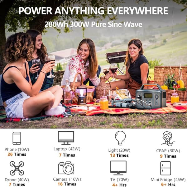 Portable Power Station 300W Solar Generator for Camping & Emergencies