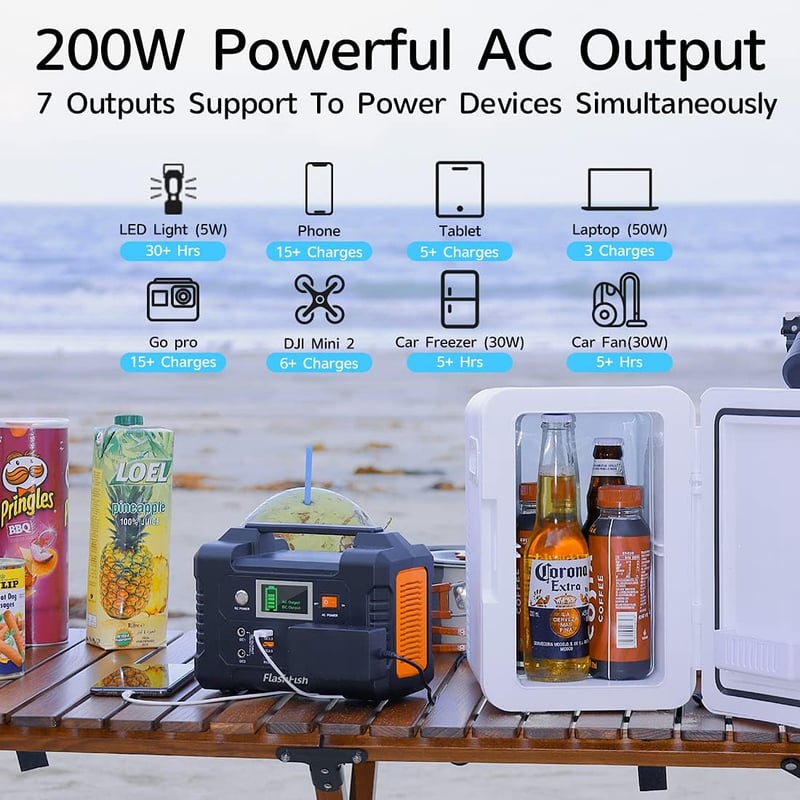 200W Portable Power Station - 40800mAh Solar Generator for Camping