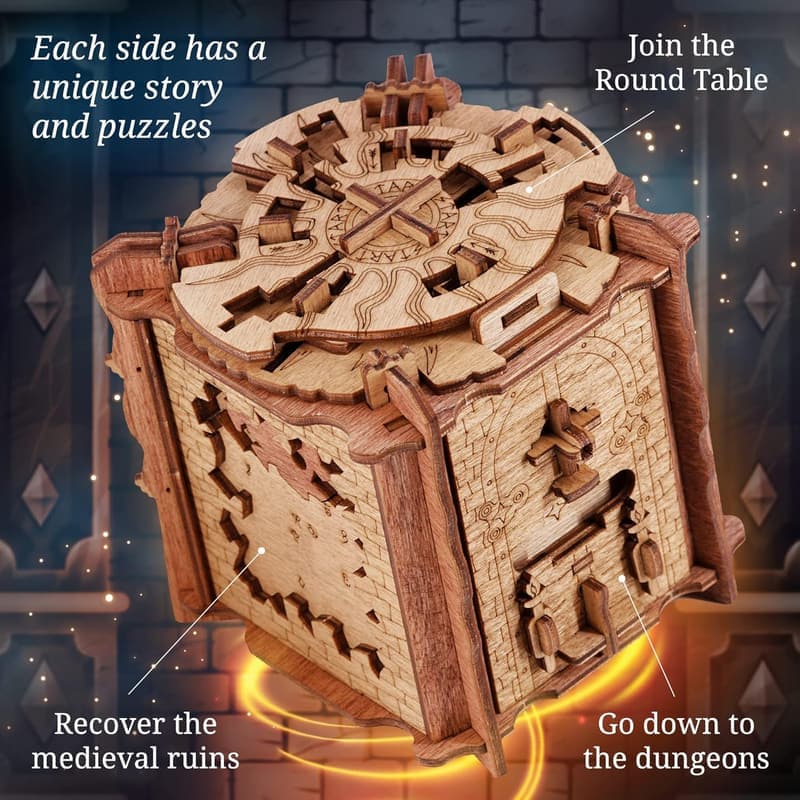 Camelot Escape Room Puzzle Box - 3D Wooden Teaser Game