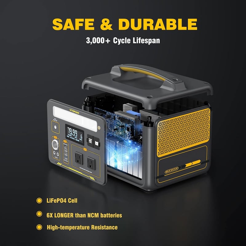 Portable Power Station 600W with LFP Battery for Camping & Emergencies